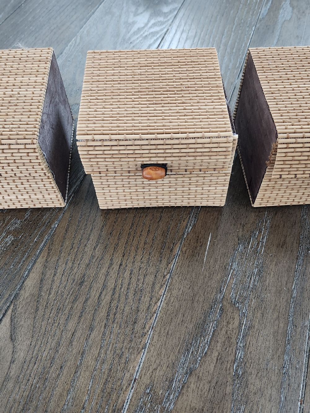 Crate&Barrel Woven Rattan Jewelry Box Set - Natural Tan